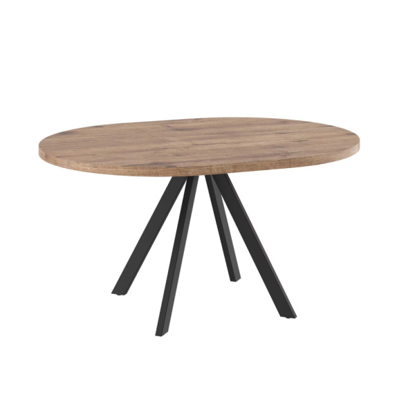 Стол RONDO-110, круглый раздвижной 110(145), ДУБ ВЕЛЛИНГТОН/ЧЕРНЫЙ RONDO 110